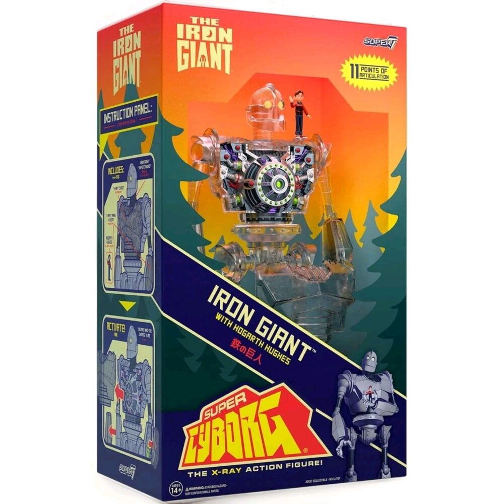 Super7 THE IRON GIANT Super Cyborg CLEAR X-RAY 11" Action Figure w/ Hogarth 2024 - Picture 1 of 13